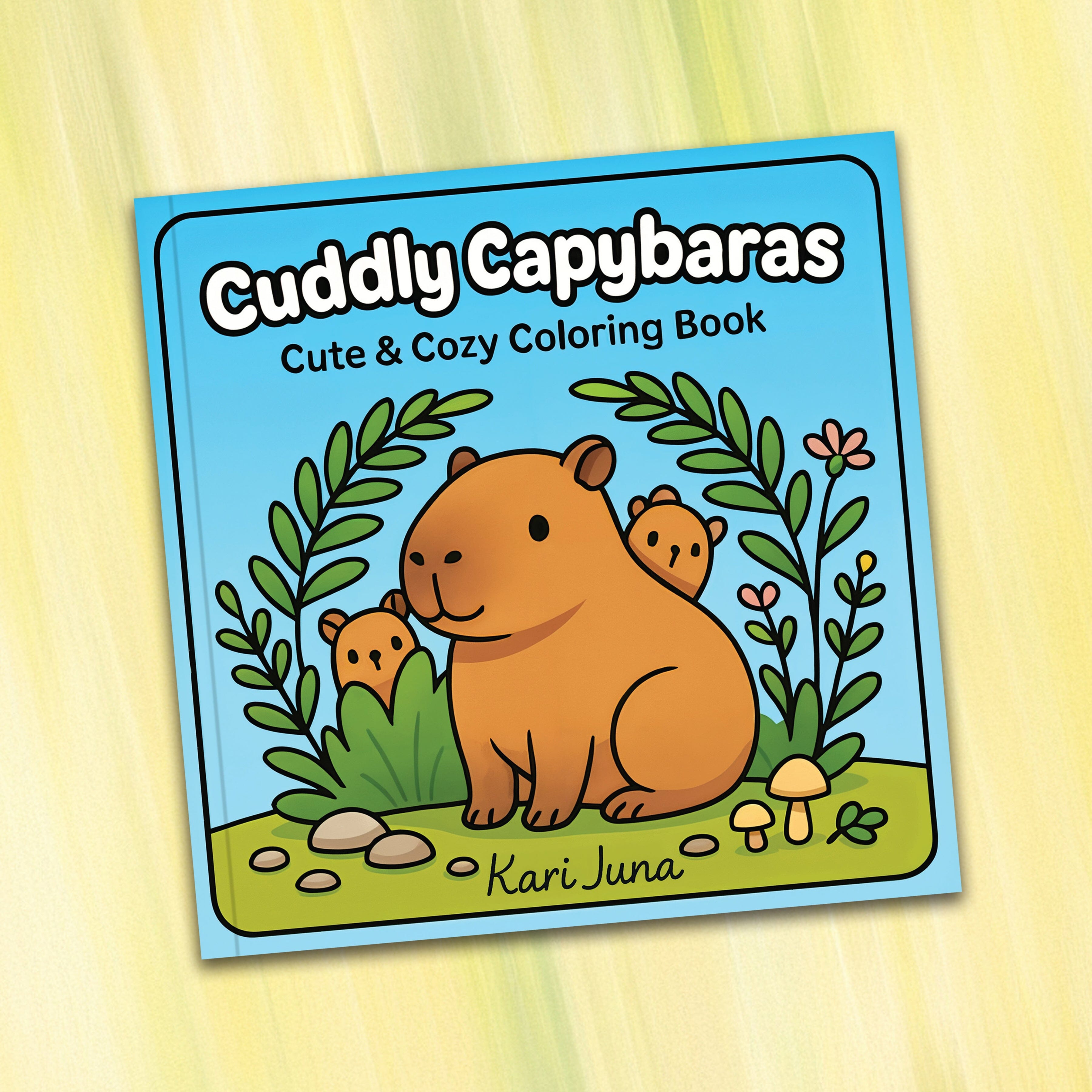 "Cuddly Capybaras" Cute Coloring Book for Adults and Teens By Kari Juna (44 Pages)