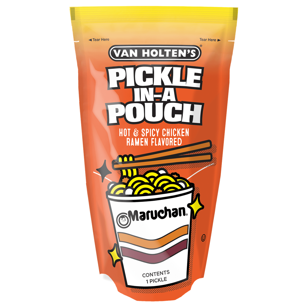 Van Holtens MARUCHAN Hot Spicy Chicken Ramen Pickle In A Pouch - 1pc