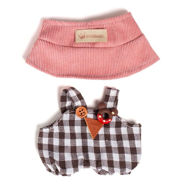 Outfit: Country Cutie Checkered Overalls & Gingham Hat for Dolls - Petite Threads